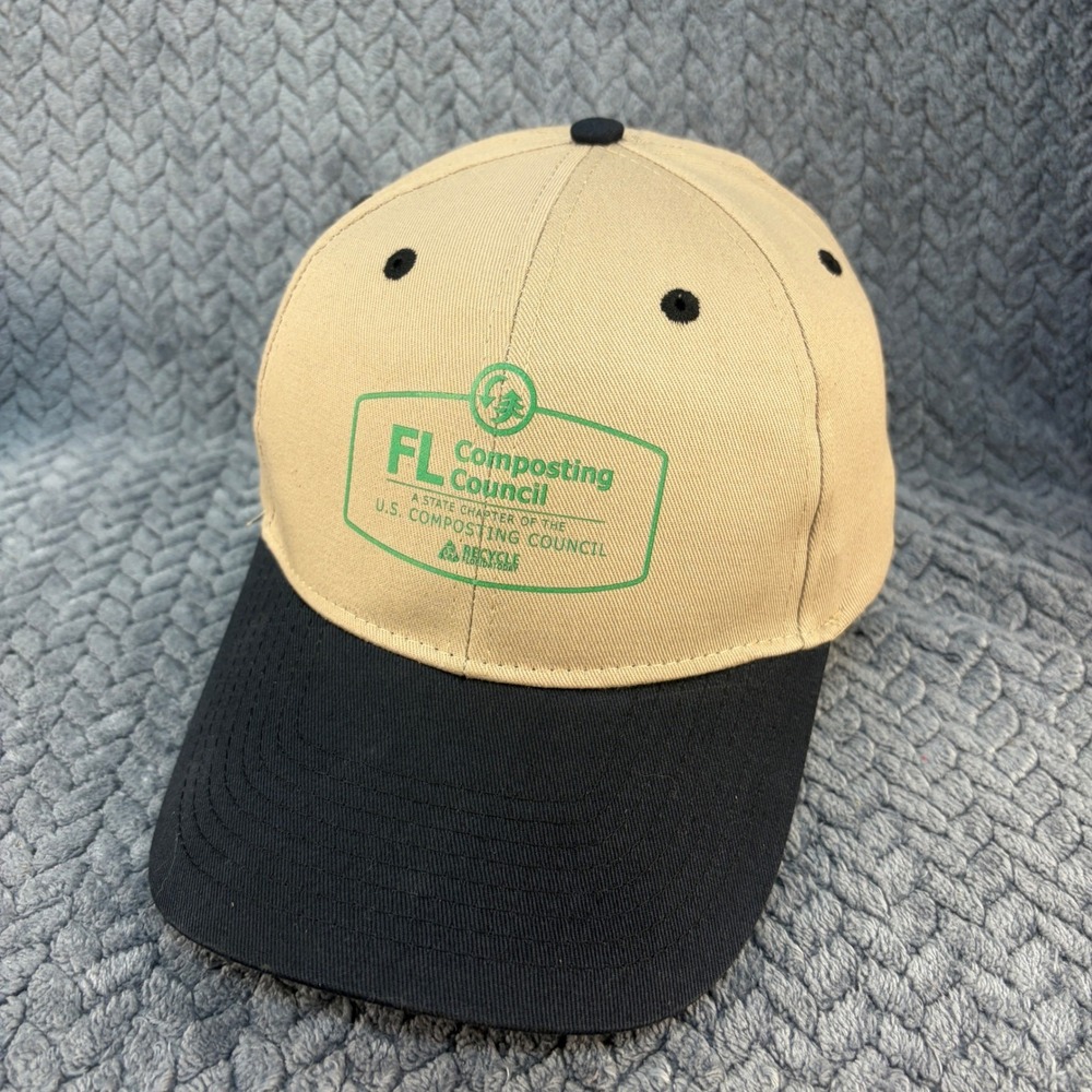 Florida Composting Council Hat Tan Black Two Tone Cotton Strapback Cap